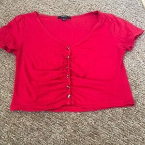 Woman's red crop top